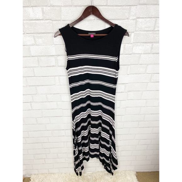 Vince Camuto Women's Short Sleeve Island Stripe Shark Bite Dress Size Small - Picture 4 of 9